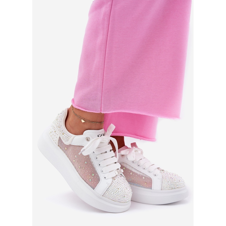 Baskets décorées sur la plate-forme blanche Goe RR2N4003 1