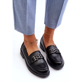 S.Barski Les mocassins de l'éco-cuir des femmes avec un ornement de S. barski Hy372 Black le noir 4