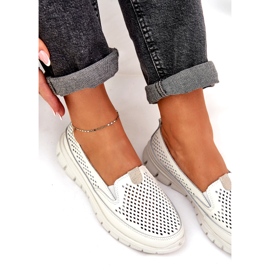 Evento Mocassins ouverts en cuir léger 24pb18-6870 blanc blanche 4