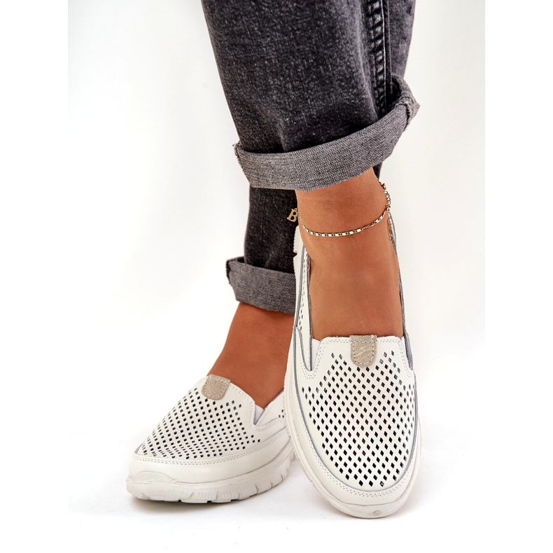 Evento Mocassins ouverts en cuir léger 24pb18-6870 blanc 2