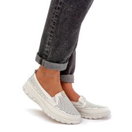 Evento Mocassins ouverts en cuir léger 24pb18-6870 blanc blanche 1