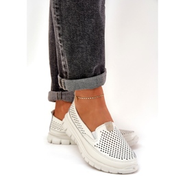 Evento Mocassins ouverts en cuir léger 24pb18-6870 blanc blanche 3