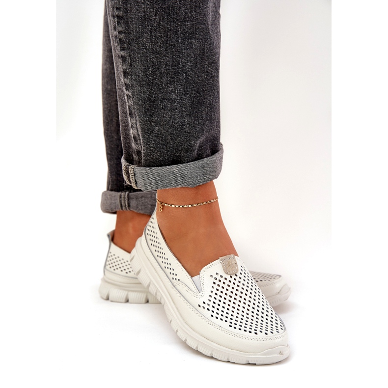 Evento Mocassins ouverts en cuir léger 24pb18-6870 blanc blanche 3