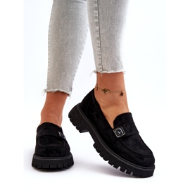 Vinceza Les mocassins noirs éco-éco-électriques avec une ceinture décorative et un insert en cuir le noir 3