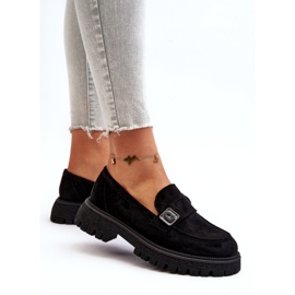 Vinceza Les mocassins noirs éco-éco-électriques avec une ceinture décorative et un insert en cuir le noir 2