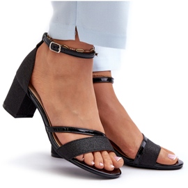 Vinceza Sandales scintillantes pour femmes 20244 sur un pilier bas noir le noir 4