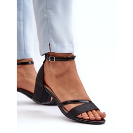 Vinceza Sandales scintillantes pour femmes 20244 sur un pilier bas noir le noir 2