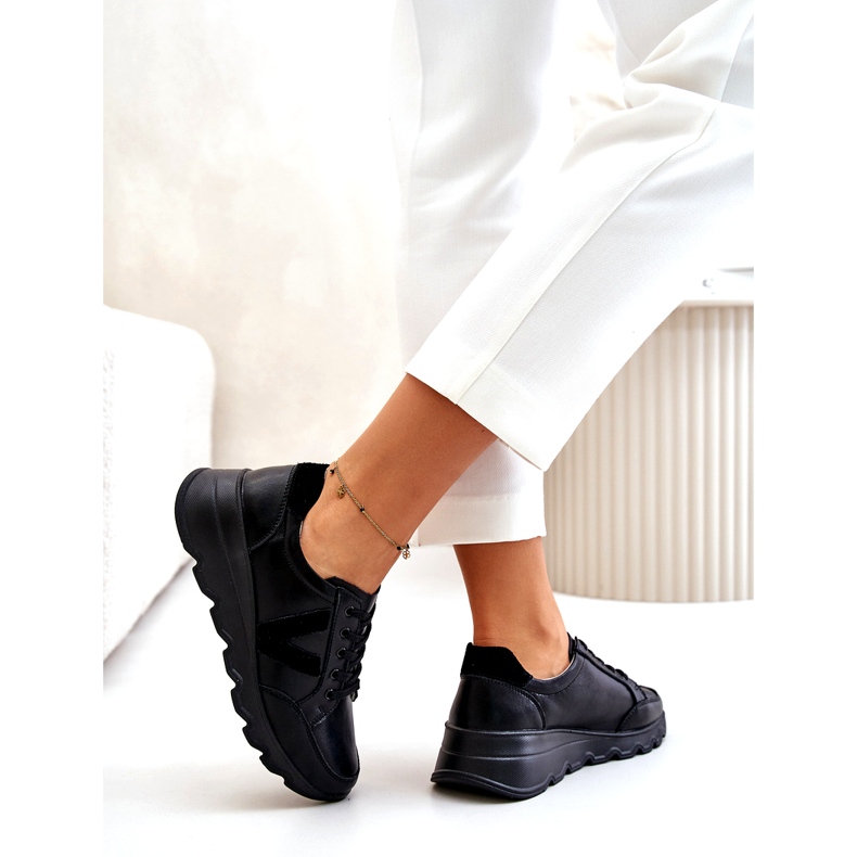 Vinceza 7918 Chaussures de sport en cuir pour femme Noir le noir 3