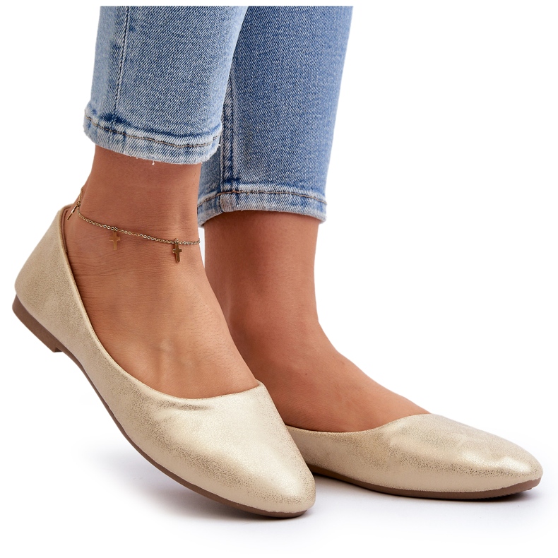 Ballerines classiques en cuir dorées d'or 4