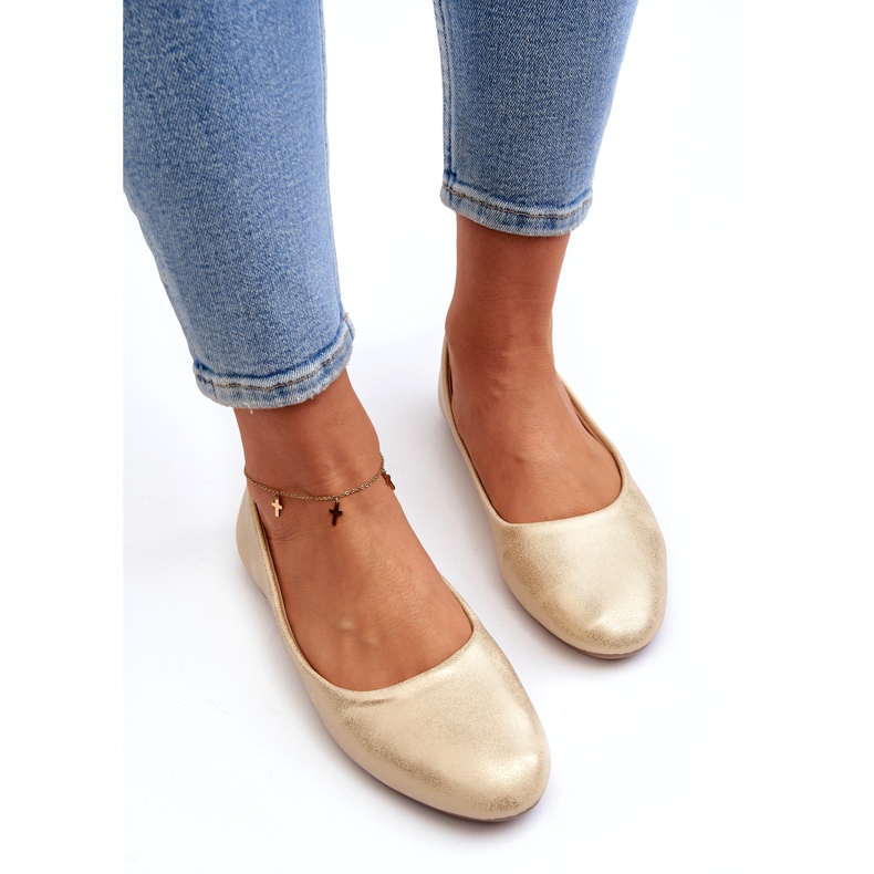 Ballerines classiques en cuir dorées d'or 3