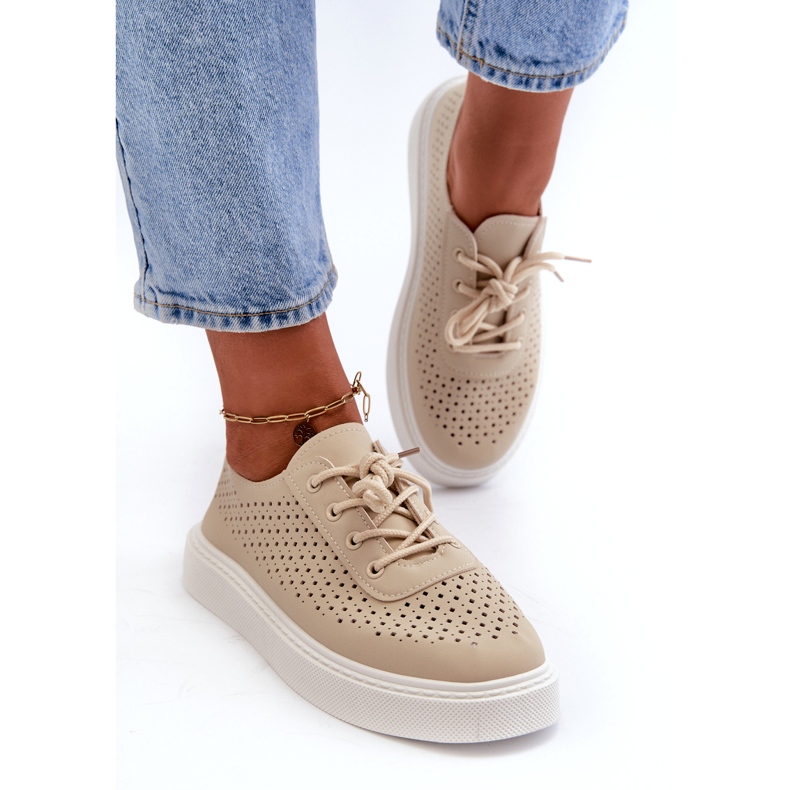 Sneakers OpenWork Sneakers sur la plate-forme beige 2 Sneakers OpenWork Sneakers sur la plate-forme beige 2