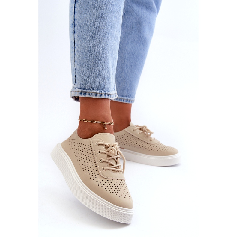 Sneakers OpenWork Sneakers sur la plate-forme beige 1 Sneakers OpenWork Sneakers sur la plate-forme beige 1