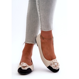 Seastar Ballerinas pour femmes en cuir écologique avec beige perle décorative 4