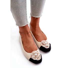 Seastar Ballerinas pour femmes en cuir écologique avec beige perle décorative 3
