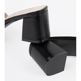 Goodin Pantoufles en noir et blanc en tweed sur le poteau 1