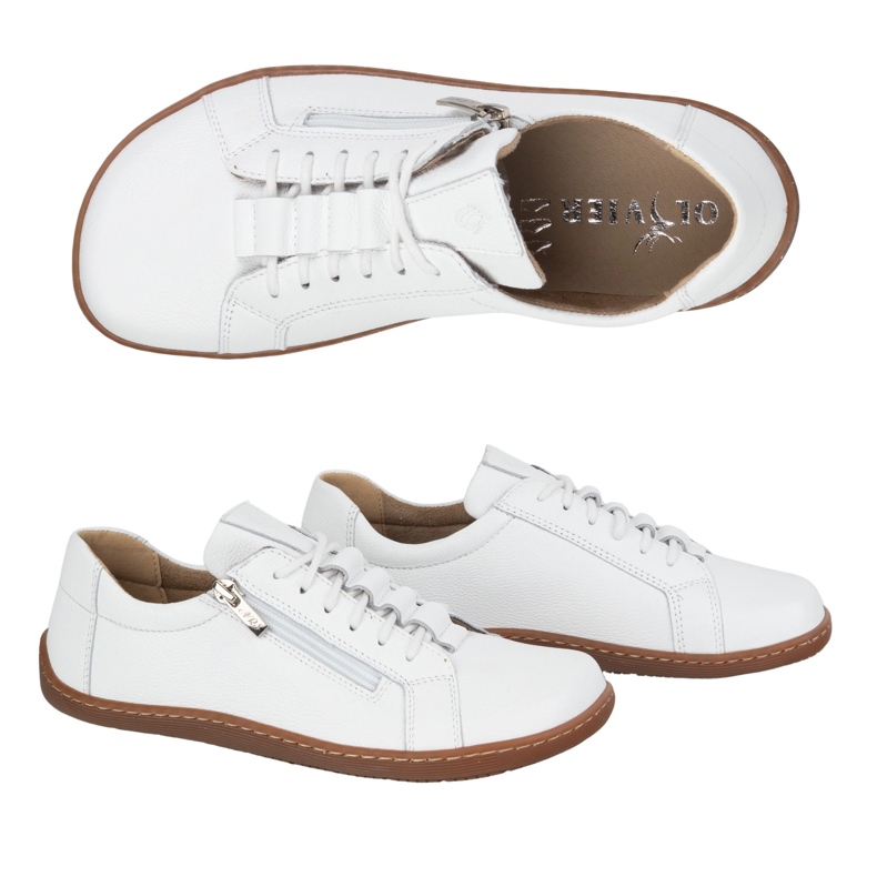 Olivier Chaussures minimalistes en cuir pieds nus pour femmes 1242 blanc 1