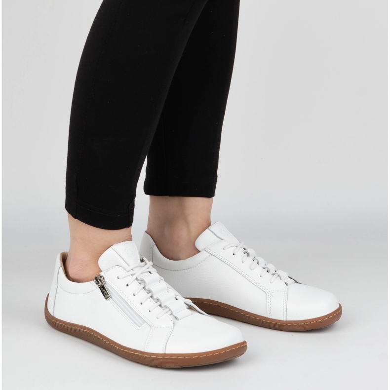 Olivier Chaussures minimalistes en cuir pieds nus pour femmes 1242 blanc 2