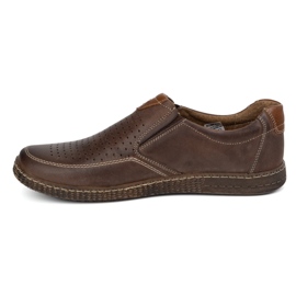 KOMODO Chaussures en cuir masculin Openwork 854 / l / 2 marron brun 1
