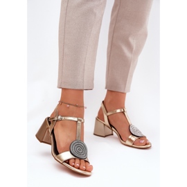 S.Barski Sandales en cuir sur le poteau avec décoration JC51-842 Gold d'or 2 S.Barski Sandales en cuir sur le poteau avec décoration JC51-842 Gold d'or 2