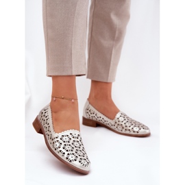 S.Barski Cuir OpenWork Mocasins pour femmes S. Barski LR51-646 PLN doré 2