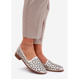 S.Barski Cuir OpenWork Mocasins pour femmes S. Barski LR51-646 PLN doré 1