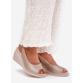 S.Barski Sandales en cuir pour femmes sur le coin S. Barski LR51-539 PLN doré 1