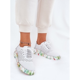 Chaussures en cuir pour femmes Artiker 56C1799 Blanc et argent blanche 2