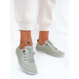 Chaussures pour femmes en cuir naturel Artiker 54C0833 vert clair 2