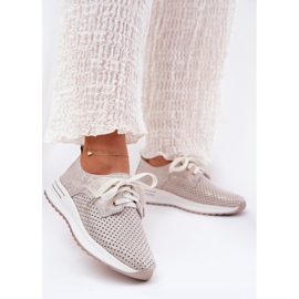 Chaussures pour femmes en cuir sur l'Artiker 56C2113 Plateforme Beige-Gold 2