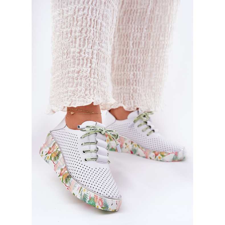 Chaussures en cuir avec motif artiker 54c1807 blanc et vert blanche 2