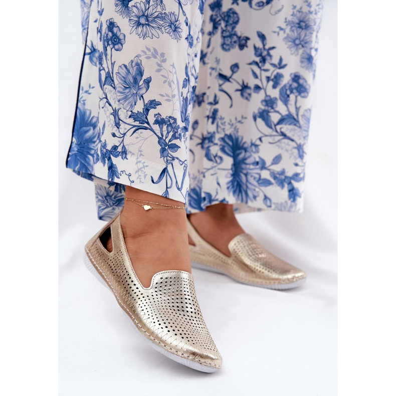Ballerines ouvertes en cuir naturel Artiker 56C2694 PLN doré 2