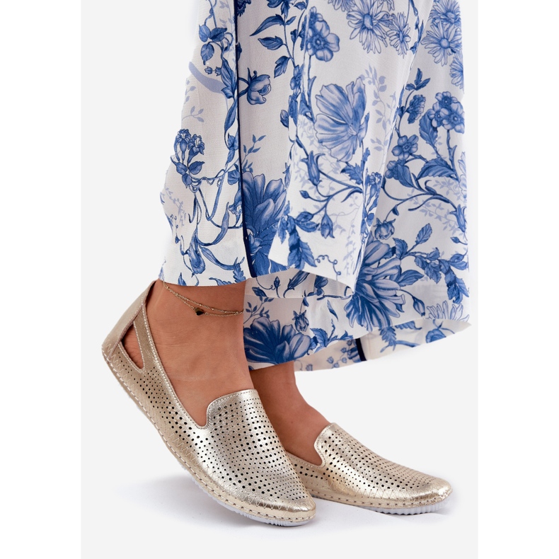 Ballerines ouvertes en cuir naturel Artiker 56C2694 PLN doré 1