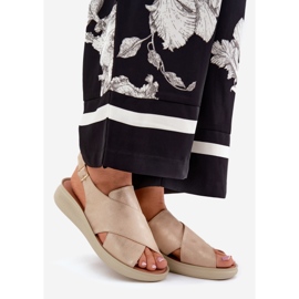 Jezzi Sandales féminines avec du cuir éco doré d'or 1