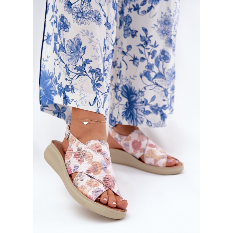 Jezzi Sandales féminines avec cuir écologique avec des fleurs multicolores 2