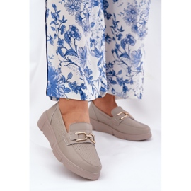 Vinceza Mocassins en cuir féminin avec un détail doré Vincez 88007 beige foncé 2 Vinceza Mocassins en cuir féminin avec un détail doré Vincez 88007 beige foncé 2