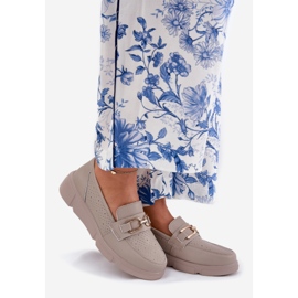 Vinceza Mocassins en cuir féminin avec un détail doré Vincez 88007 beige foncé 1