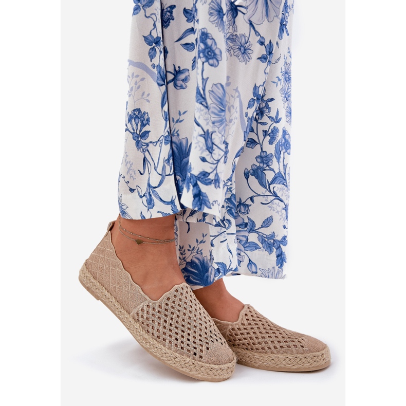 Espadrilles féminines avec Vinceza 13625 Braige beige 1