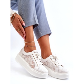 S.Barski Baskets en dentelle pour femmes sur la plate-forme S. Barski Hy51-059 White blanche 1