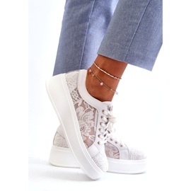S.Barski Baskets en dentelle pour femmes sur la plate-forme S. Barski Hy51-059 White blanche 3