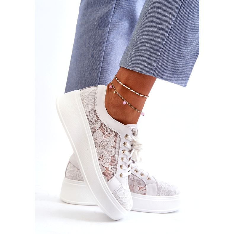 S.Barski Baskets en dentelle pour femmes sur la plate-forme S. Barski Hy51-059 White blanc 3