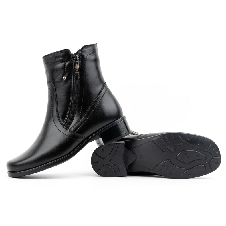 Olivier Bottes isolées en cuir pour femmes avec deux fermetures éclair 310BB, noir 3