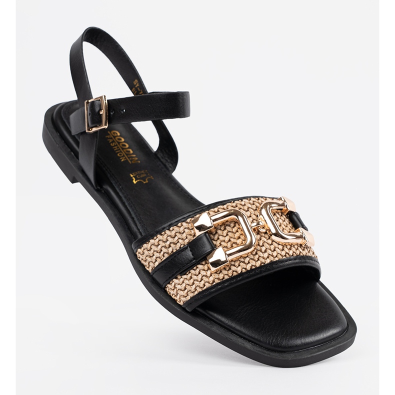 Goodin Sandales noires avec semelle intérieure en cuir le noir 1 Goodin Sandales noires avec semelle intérieure en cuir le noir 1