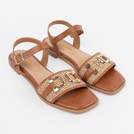 Goodin Sandales brunes avec un insert en cuir 1