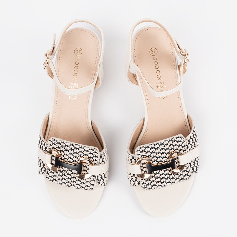 Goodin Sandales des femmes blanches sur le poteau moyen 2