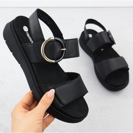 Sandales en cuir féminin sur des quartiers Black Remonte D2K50-00 le noir 1 Sandales en cuir féminin sur des quartiers Black Remonte D2K50-00 le noir 1