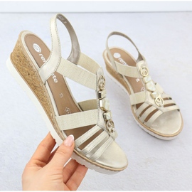 Remonte Sandales féminines en coin avec élastiques Golden Renovte R6264-91 d'or 1 Remonte Sandales féminines en coin avec élastiques Golden Renovte R6264-91 d'or 1