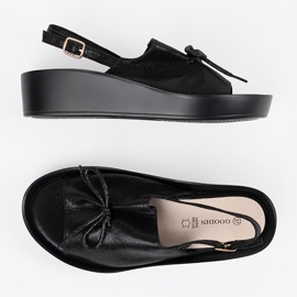 Goodin Sandales de coin noir avec un insert en cuir le noir 3