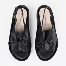 Goodin Sandales de coin noir avec un insert en cuir 1