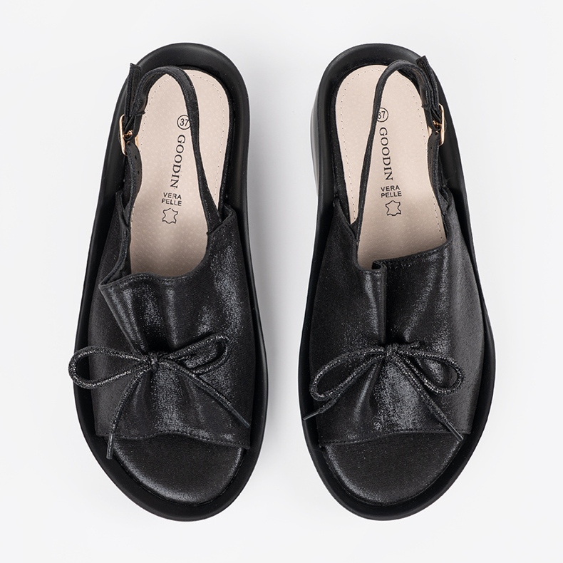Goodin Sandales de coin noir avec un insert en cuir 1