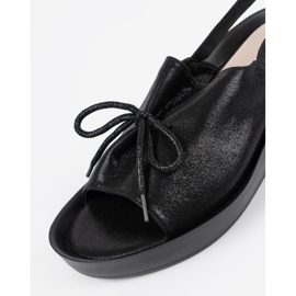 Goodin Sandales de coin noir avec un insert en cuir le noir 4